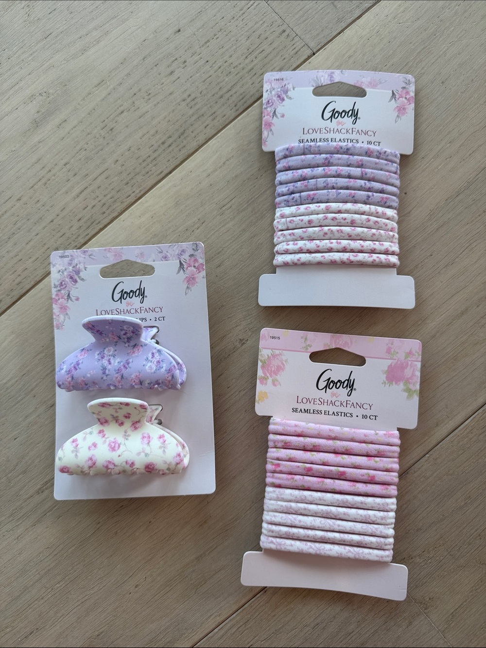 Target x LoveShackFancy Floral Hair Clip and Elastic Set - Pink & Lavender